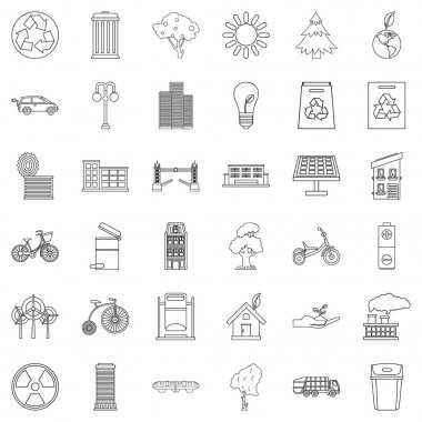 Bisiklet Icons set, anahat stili