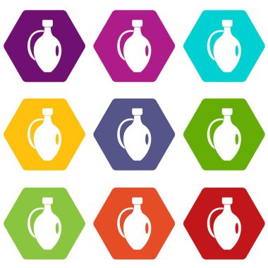 Renk altı yüzlü kil sürahi Icon set