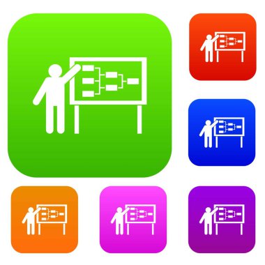 İşadamı ve sunum ekran koleksiyonu ayarla