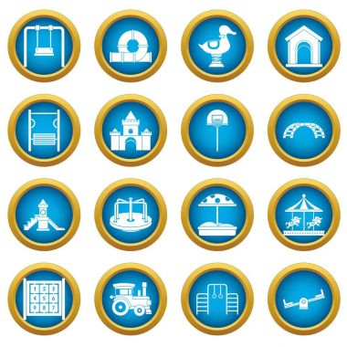 Bahçesi simgeleri mavi daire seti