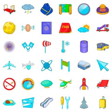 Havacılık Icons set, karikatür tarzı