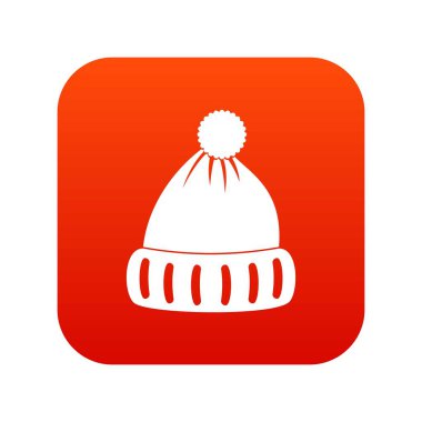 Yün şapka simgesi dijital kırmızı