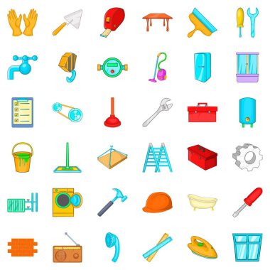 Onarım aracı Icons set, karikatür tarzı