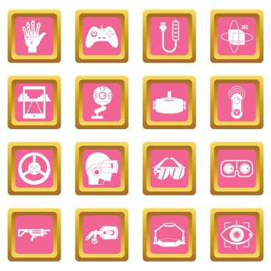 Sanal gerçeklik simgeler pembe