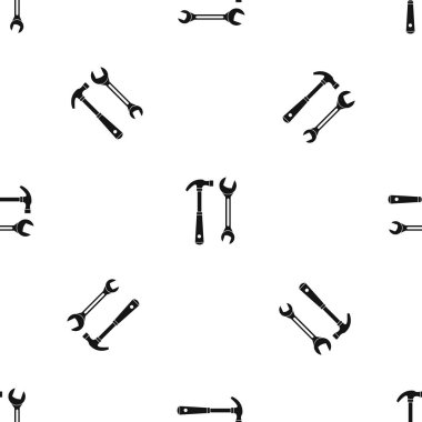 Çekiç ve anahtar sorunsuz siyah desen