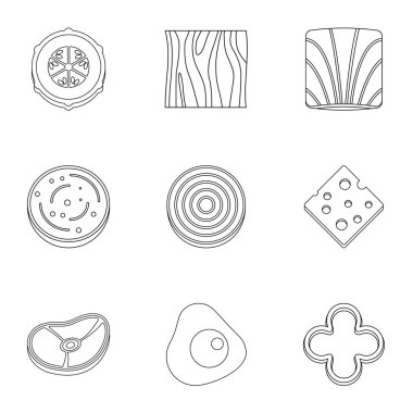 Dilimlenmiş sebze simge seti, anahat stili Eko