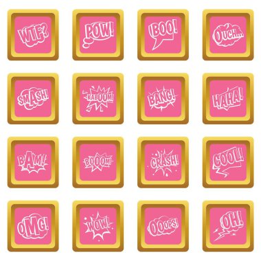 Komik ses simgelerini pembe renkli