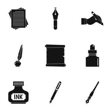 Okul kalem simge seti, basit tarzı