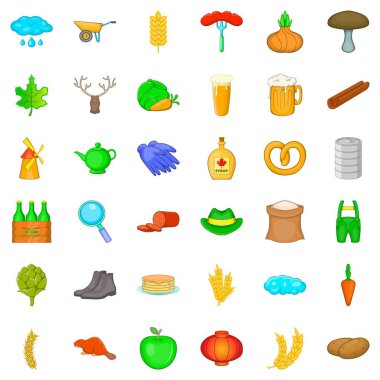 Yağmurlu hava Icons set, karikatür tarzı