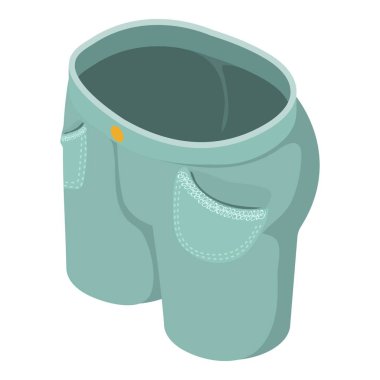 Gri yeşil kısa kot simgesi, izometrik 3d stili