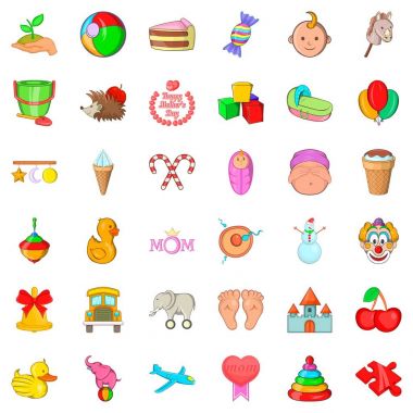 Yeni doğan Icons set, karikatür tarzı