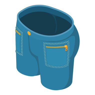 Koyu mavi kısa kot simgesi, izometrik 3d stili