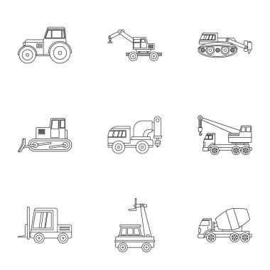 Bina araç simge seti, anahat stili