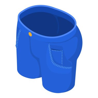 Hafif mavi kısa kot simgesi, izometrik 3d stili