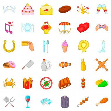 Icons set kutluyor, karikatür tarzı