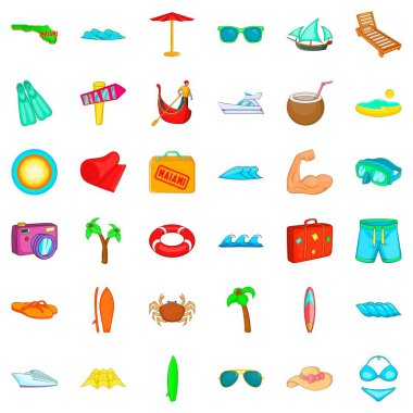 Gevşeme Icons set, karikatür tarzı