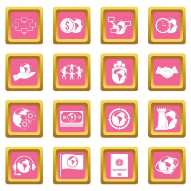 Küresel bağlantıları simgeleri pembe