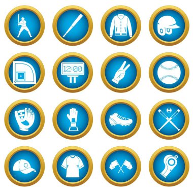 Beyzbol simgeleri mavi daire seti