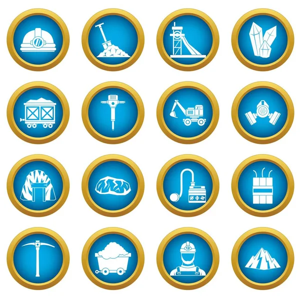 Madenci simgeleri mavi daire seti