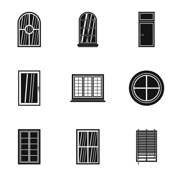 Modern window icon set, simple style — Stock Vector