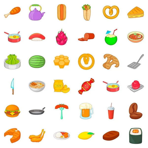 Conjunto de ícones de hambúrguer, estilo cartoon — Vetor de Stock