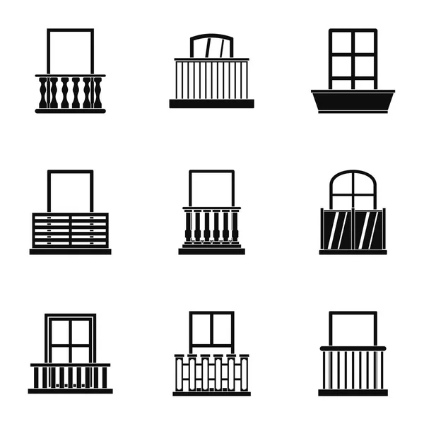 Набор иконок на балконе, простой стиль — стоковый вектор