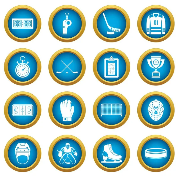 Hokey simgeleri mavi daire seti