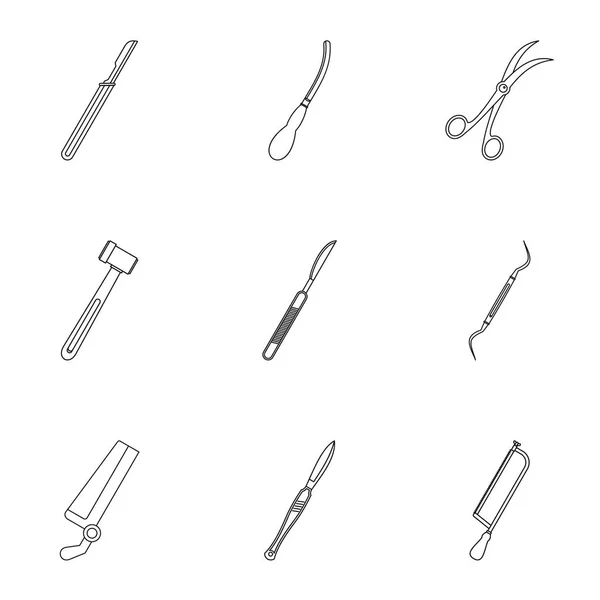 Conjunto de ícones de acessórios de operação, estilo de contorno — Vetor de Stock