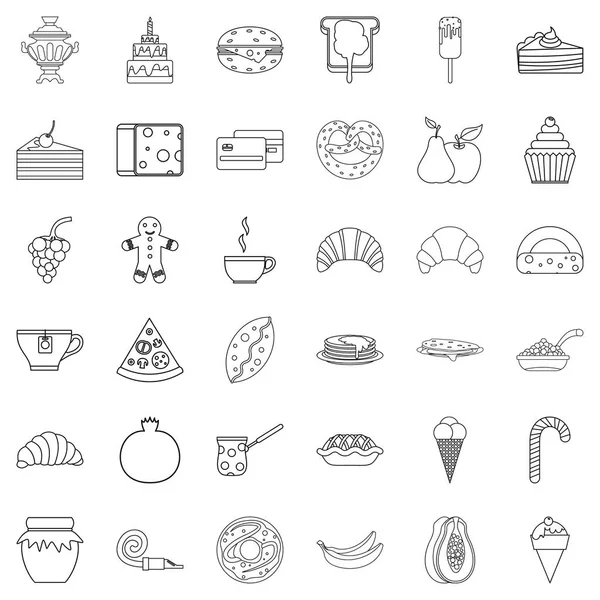 Confectionery icons set, outline style — Stock Vector