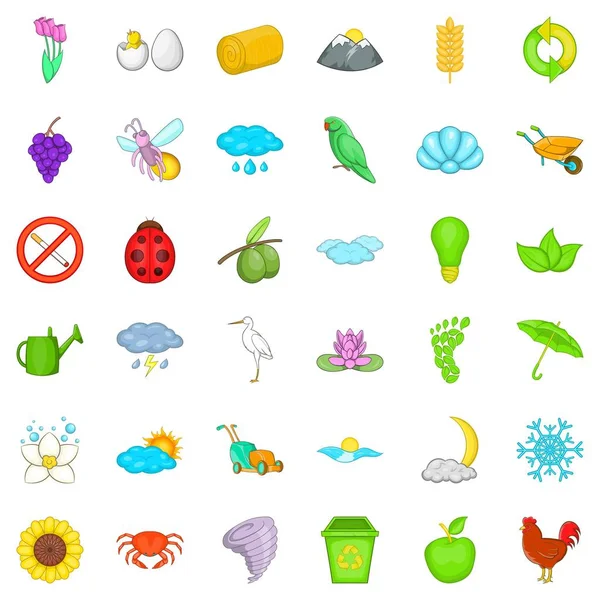 Doğa Icons set, karikatür tarzı