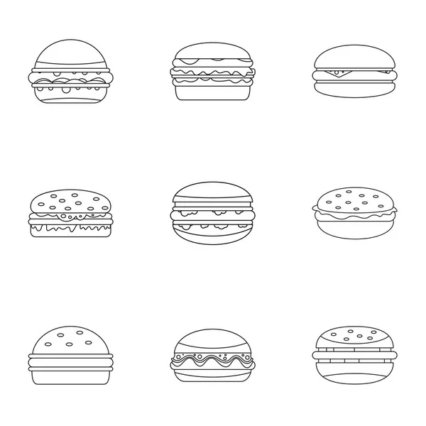 Ensemble d'icônes alimentaires malsaines, style contour — Image vectorielle