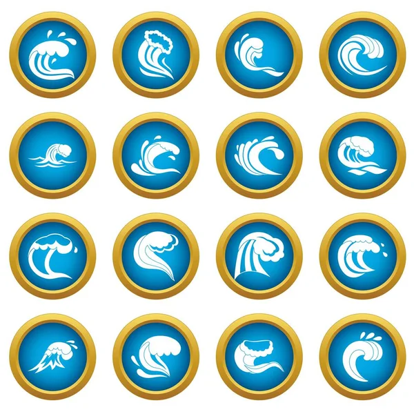 Deniz simgeleri mavi daire kümesi dalgalar