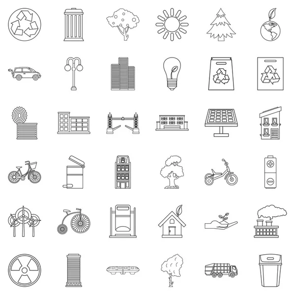 Bicycle icons set, outline style — Stock Vector