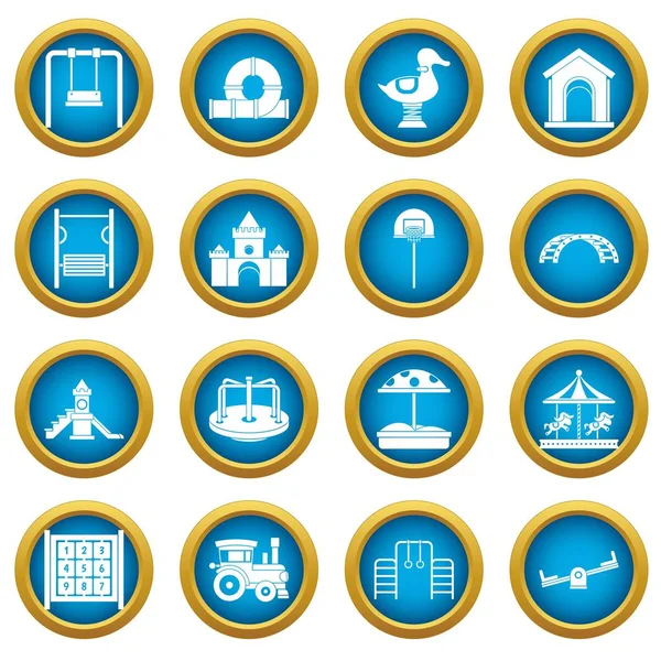 Bahçesi simgeleri mavi daire seti