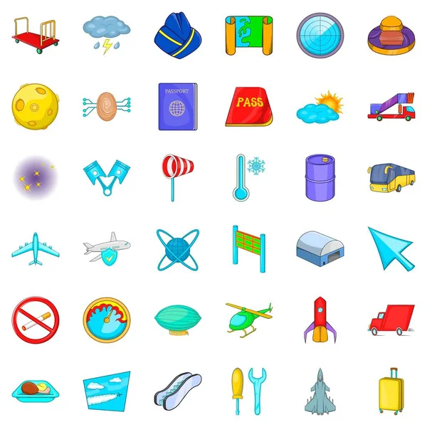 Havacılık Icons set, karikatür tarzı