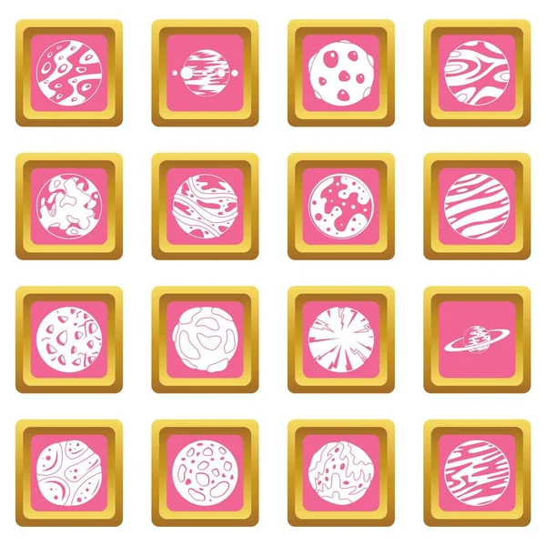 Fantastik gezegenler simgeler pembe