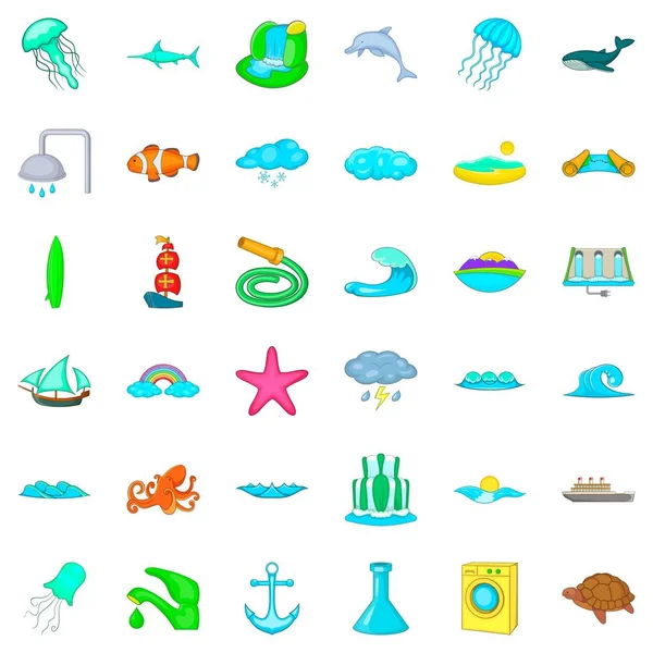 Okyanus Icons set, karikatür tarzı