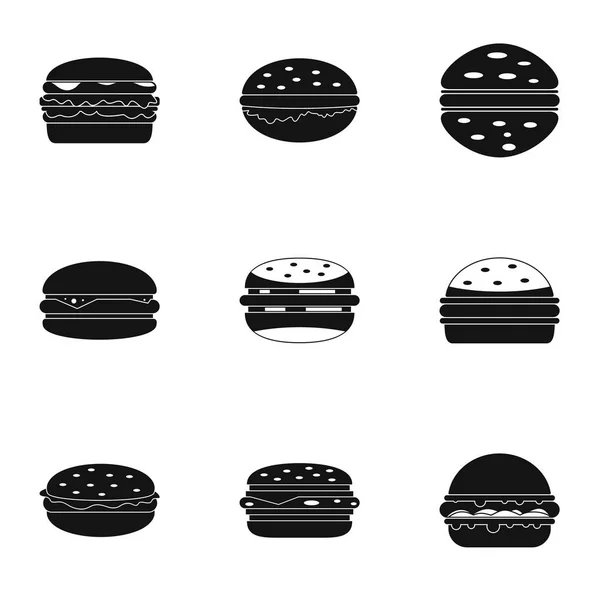 Σετ εικονίδιο φαγητού cheeseburger, απλό στυλ — Διανυσματικό Αρχείο