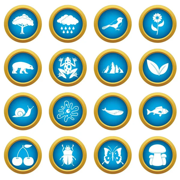 Petrol sanayi öğeleri simgeleri mavi daire seti