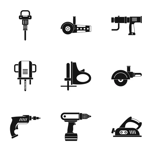 Casa herramienta eléctrica icono conjunto, estilo simple — Vector de stock