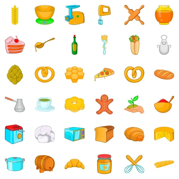 Conjunto de iconos de gastronomía, estilo de dibujos animados — Vector de stock