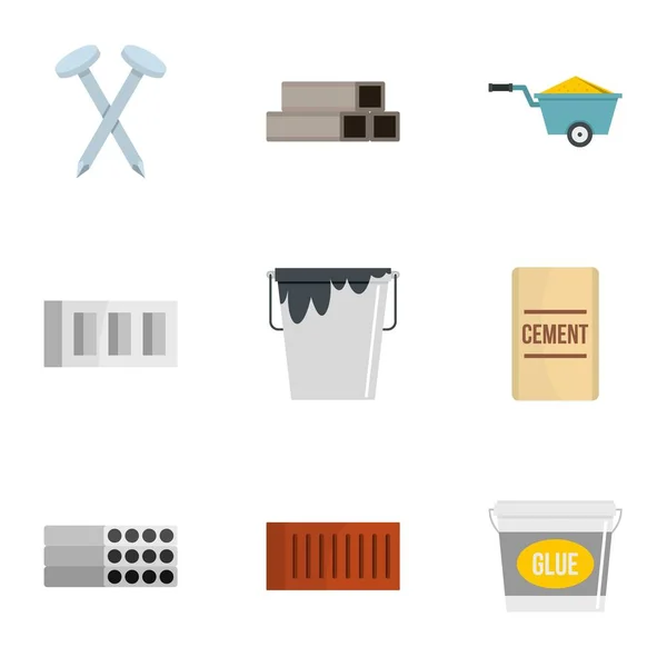 Inicio conjunto de iconos de herramientas de construcción, estilo plano — Vector de stock