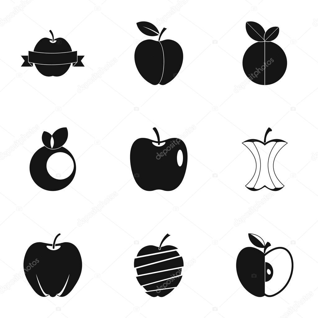 Eco apple icon set. Simple set of 9 eco apple vector icons for web isolated on white background