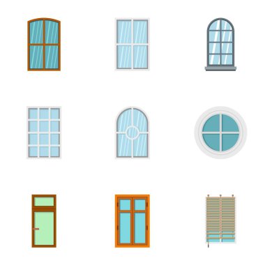 Daire pencere simge seti, düz stil