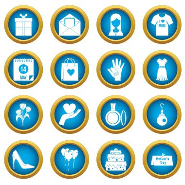 Anneler günü simgeleri mavi daire seti