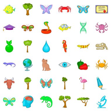 Yeşil gezegen Icons set, karikatür tarzı