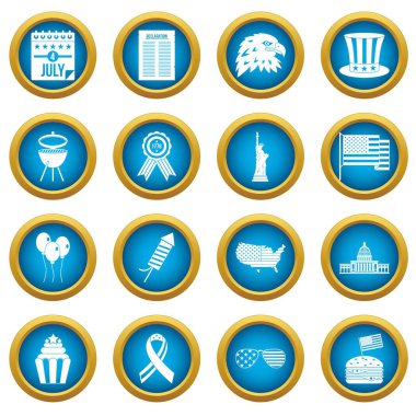 Bağımsızlık günü bayrağı simgeleri daire seti mavi