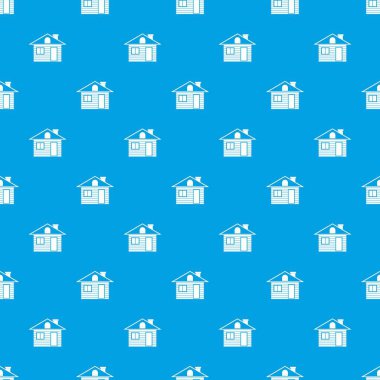 Wooden log house pattern seamless blue
