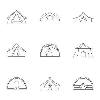 Turizm çadır simge seti, anahat stili
