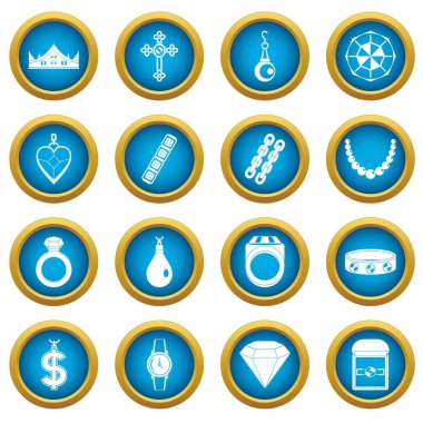 Takı öğeleri simgeler daire seti mavi